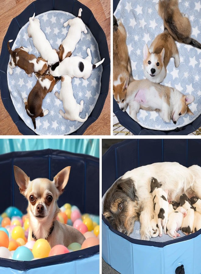 Mindsoft Whelping Pen for Dogs Portable Whelping Box Pool for Small Dogs Puppies with Reusable Pee Pad Washable(Blue,32 x 8 Inch) - Image 4